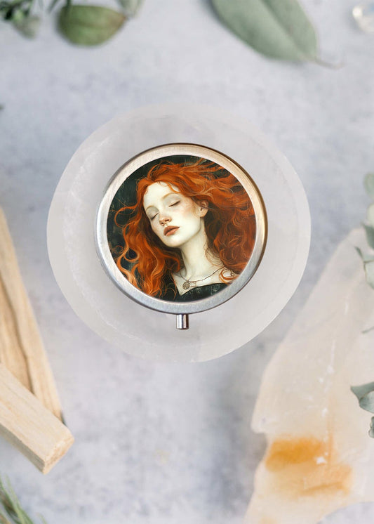 Ophelia White Ginger & Amber Solid Perfume 21g Brass Compact with Ophelia Art